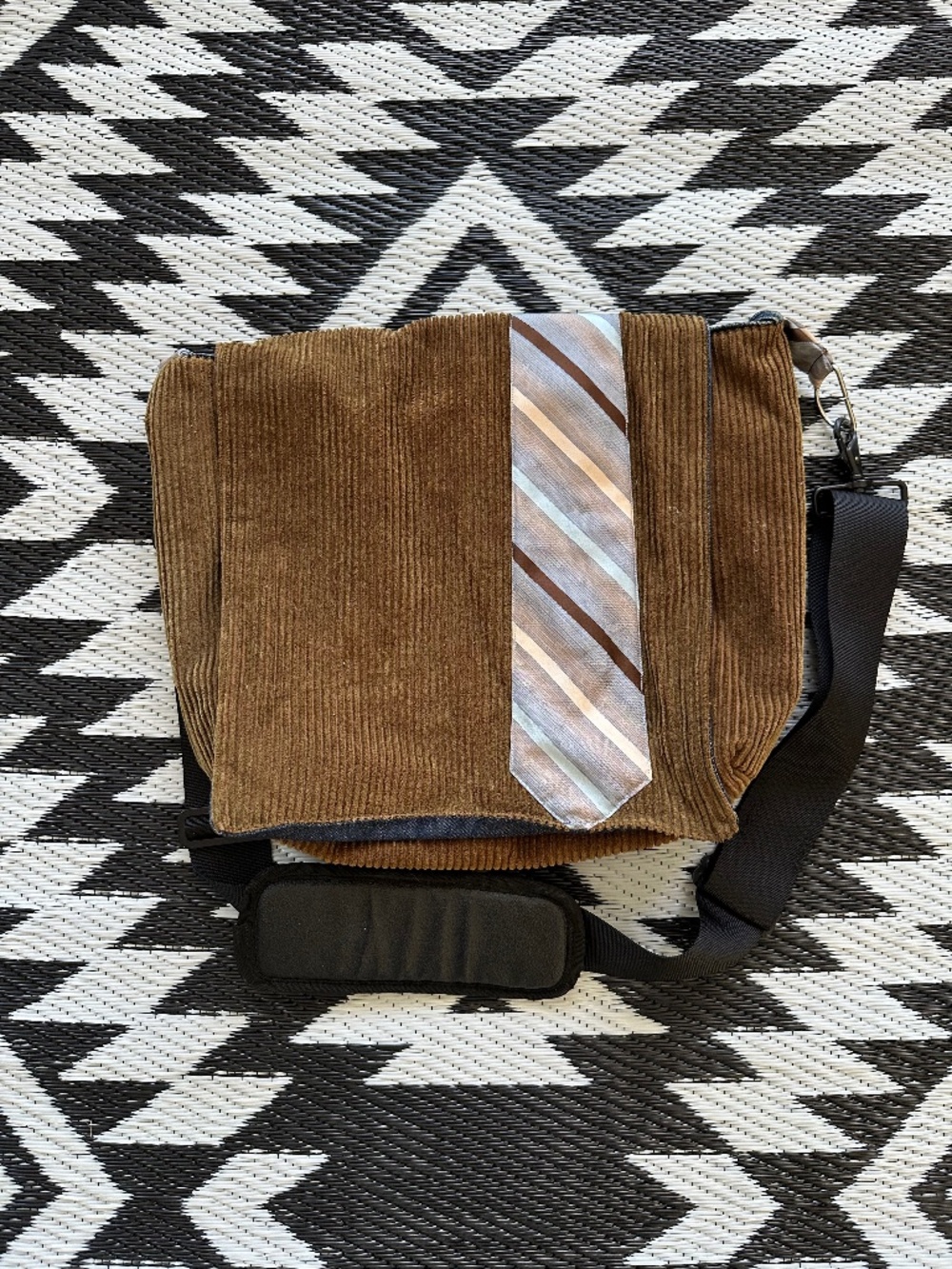 Corduroy Tie Denim Eclectic Messenger Shoulder Bag